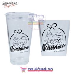 Monchhichi Staycation 有蓋玻璃杯 帶吸管和防濺蓋子