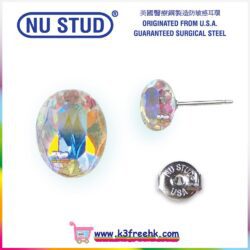 Nu Stud® 美國醫療鋼防敏感水晶耳環 (橢圓形) - AB Nu Stud® Earrings For Sensitive Ears (Oval) - AB