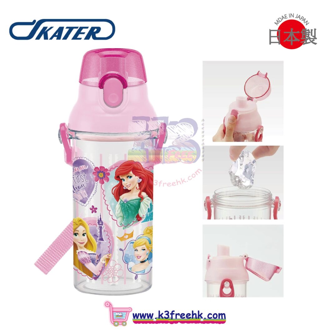 日本製 直飲水樽 480ml (透明) - 公主 Skater Direct Drink 480ML (Clear Bottle) - Princesses