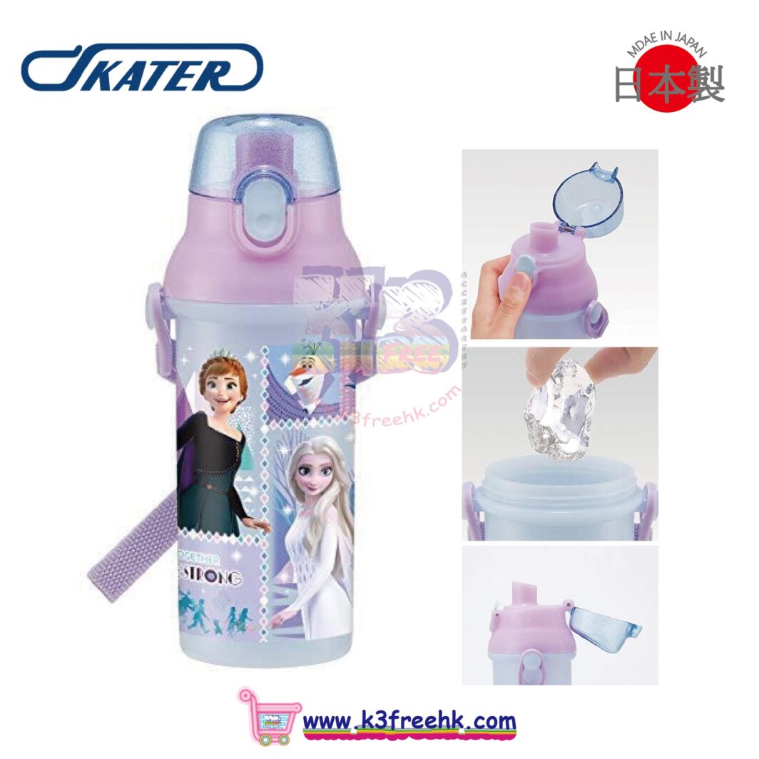 日本製 Skater 直飲水樽 480ml - 冰雪奇緣(淺紫) Skater Direct Drinking Plastic One Touch Bottle 480ml-Frozen(Light Purple)