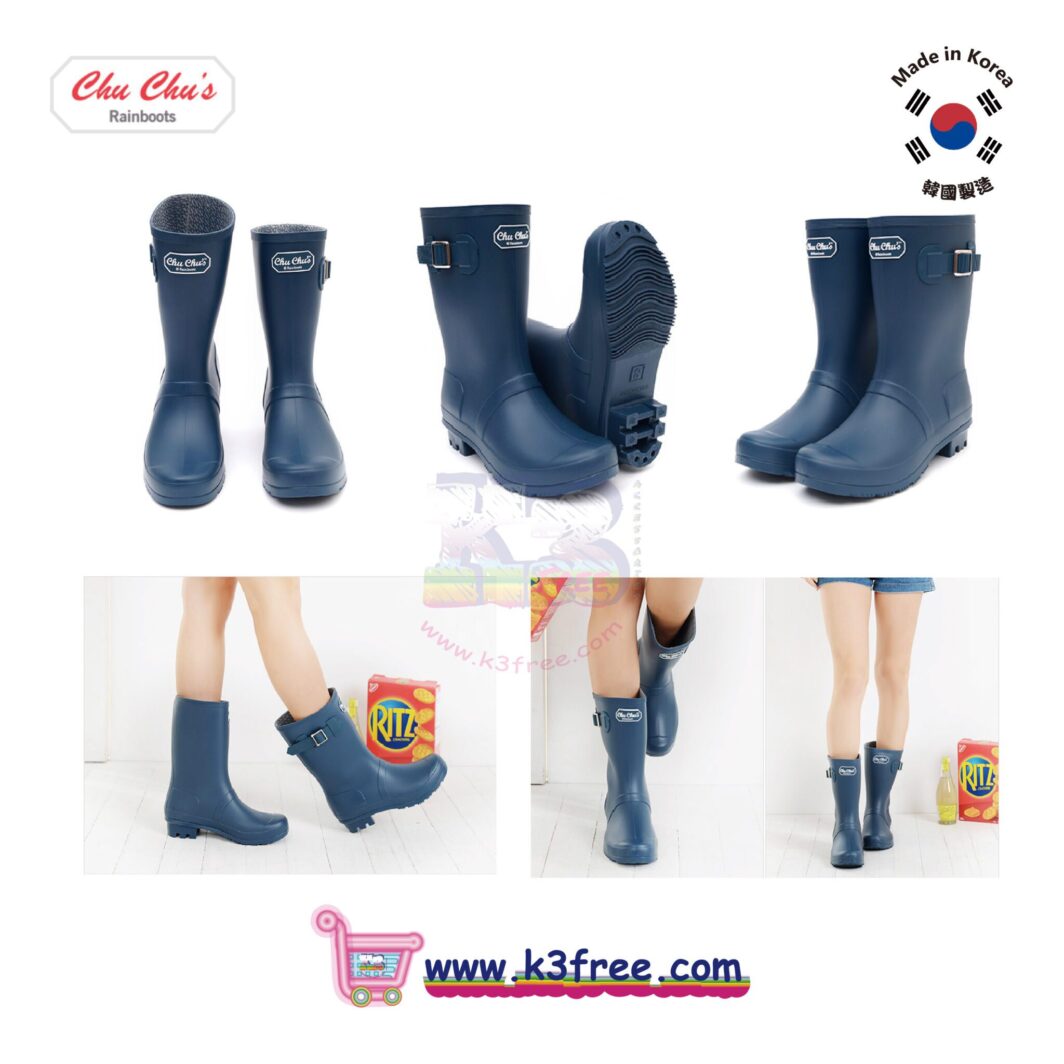 韓國製 CHU CHU's 中筒雨靴 水鞋 水靴 - 藍色 Korea Chu Chu's middle rainboots - Blue