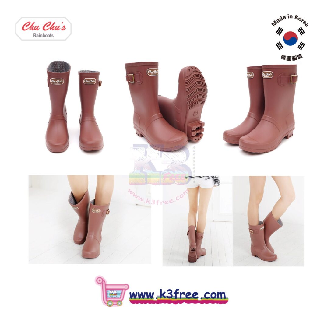 韓國製 CHU CHU's 中筒雨靴 水鞋 水靴 - 啡色 Korea Chu Chu's middle rainboots - Brown