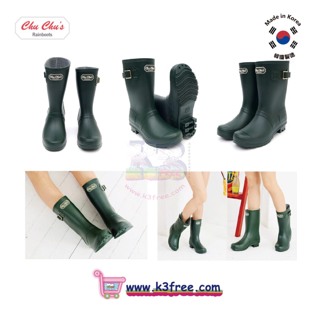 韓國製 CHU CHU's 中筒雨靴 水鞋 水靴 - 綠色 Korea Chu Chu's middle rainboots - Green