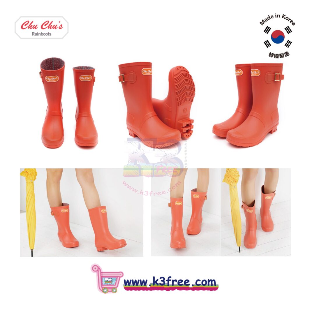 韓國製 CHU CHU's 中筒雨靴 水鞋 水靴 - 橘色 Korea Chu Chu's middle rainboots - Orange