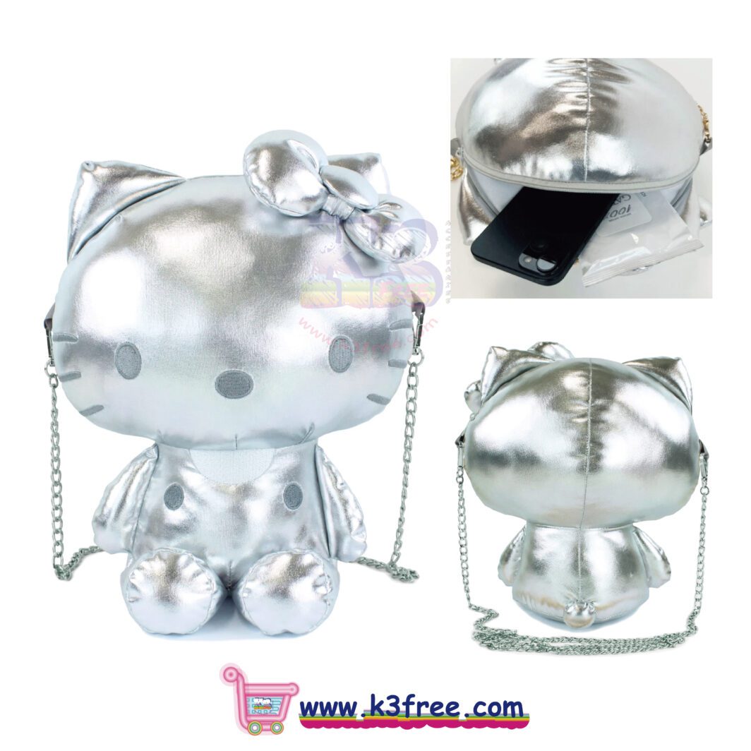 Sanrio Hello Kitty 金屬銀色斜孭袋 手機袋 Sanrio Hello Kitty Metallic Silver Shoulder Bag